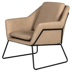 Limari Home Jennifer Eco-Leather & Powder-Coated Metal Accent Chair in Brown