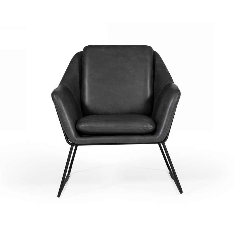 Limari Home Jennifer Powder-Coated Eco-Leather & Metal Accent Chair in Dark Gray