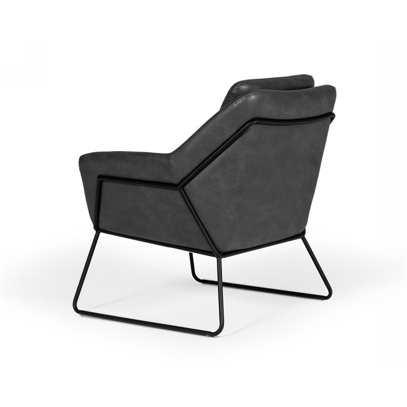 Limari Home Jennifer Powder-Coated Eco-Leather & Metal Accent Chair in Dark Gray