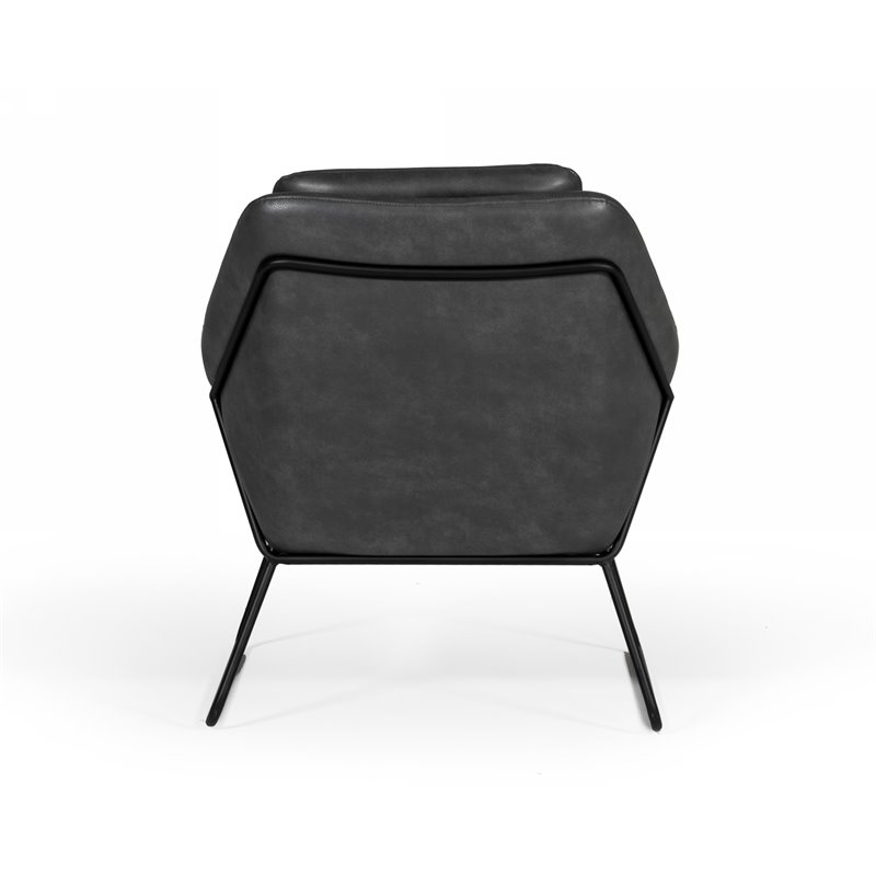 Limari Home Jennifer Powder-Coated Eco-Leather & Metal Accent Chair in Dark Gray