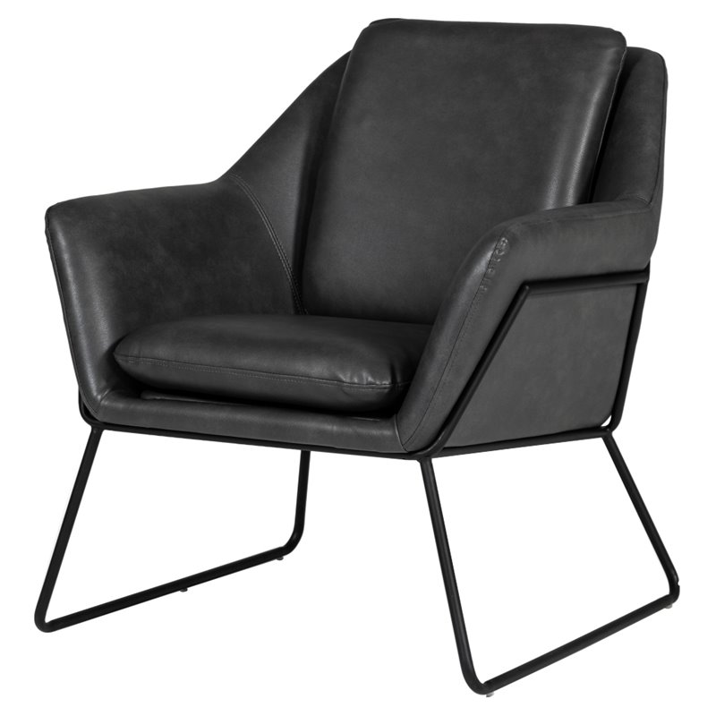 Limari Home Jennifer Powder-Coated Eco-Leather & Metal Accent Chair in Dark Gray