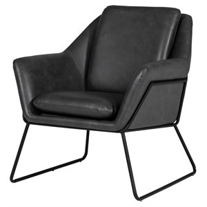 limari home jennifer powder-coated eco-leather & metal accent chair in dark gray