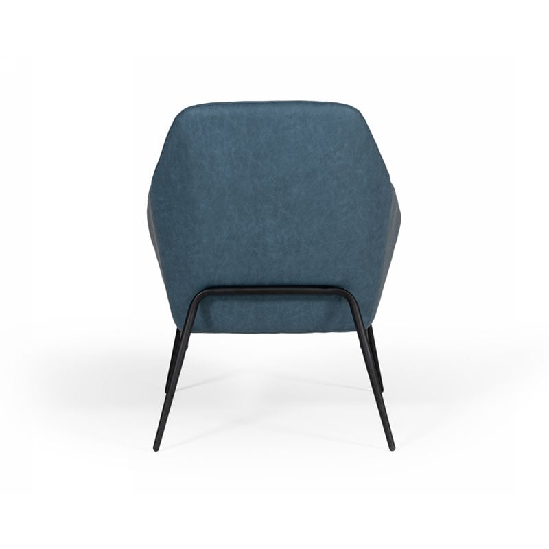 Limari Home Esteban Stitch Detail Eco-Leather & Metal Accent Chair in Blue