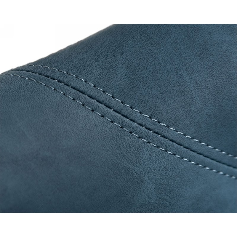 Limari Home Esteban Stitch Detail Eco-Leather & Metal Accent Chair in Blue