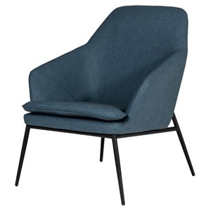 Limari Home Esteban Stitch Detail Eco-Leather & Metal Accent Chair in Blue