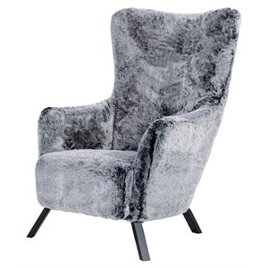 Limari Home Findon 16.53&quot Glam Cast Iron & Faux Fur Fabric Accent Chair in Gray