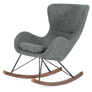 Limari Home Ikard Modern Fabric & Solid Wood Rocking Chair in Gray/Walnut