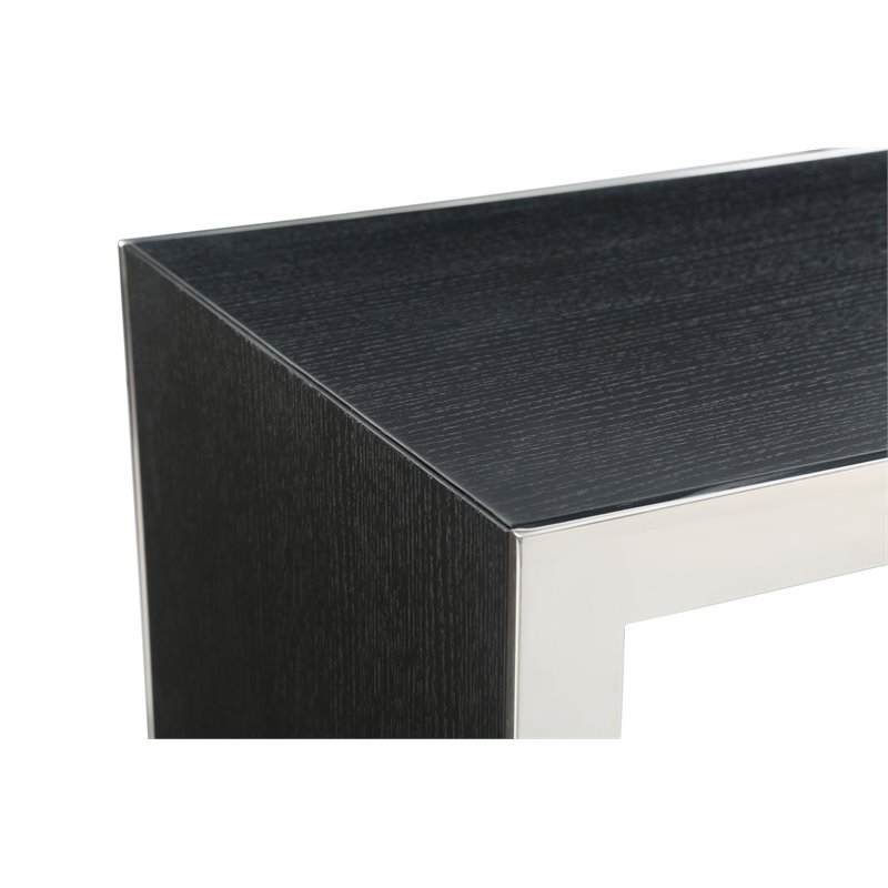 Limari Home Manston Modern MDF Wood & Stainless Steel Bar Table in Black