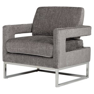 limari home edna modern velvet & stainless steel accent chair in dark gray