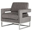 Limari Home Edna Modern Velvet & Stainless Steel Accent Chair in Dark Gray