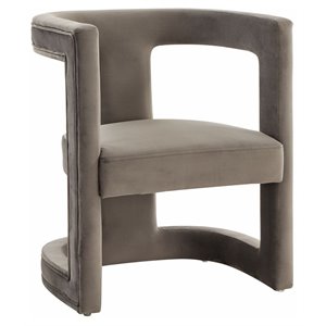 Limari Home Kendra 19&quot Cage-Style Modern Velvet Accent Chair in Gray Finish