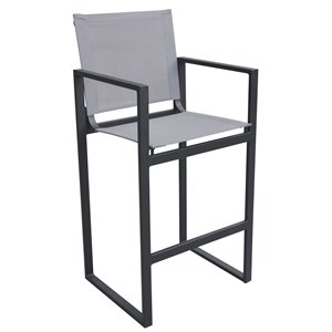 Limari Home Kayak 29.13&quot Aluminum & Metal Outdoor Bar Stool in Gray/Charcoal