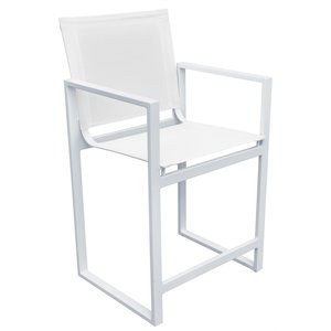Limari Home Kayak 21.7&quot Modern Aluminum & Metal Outdoor Counter Stool in White