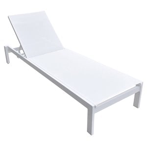 Limari Home Kayak 12.2&quot Aluminum & Metal Outdoor Chaise Lounge in Cream White