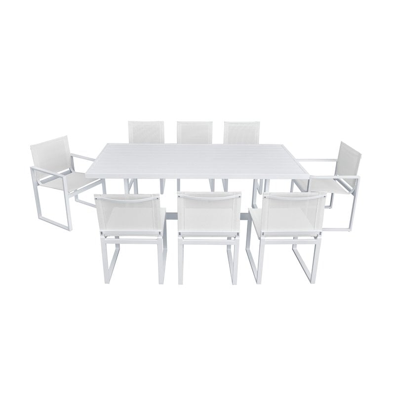 Limari Home Wake Modern Aluminum and Metal Outdoor Dining Table in White