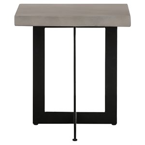 Limari Home Sharon Square Modern Concrete & Metal End Table in Gray/Black