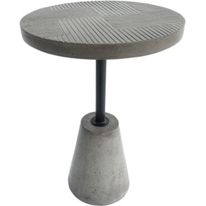 Limari Home Dakan Round Modern Concrete & Metal End Table in Gray/Black