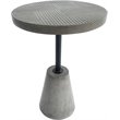 Limari Home Dakan Round Modern Concrete & Metal End Table in Gray/Black