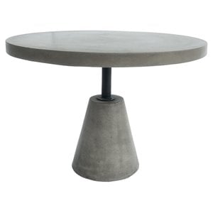Limari Home Lenado Round Modern Concrete & Metal End Table in Gray/Black