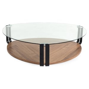 Limari Home Viviana 53&quot Round Triangular  Glass & Metal Coffee Table in Gray