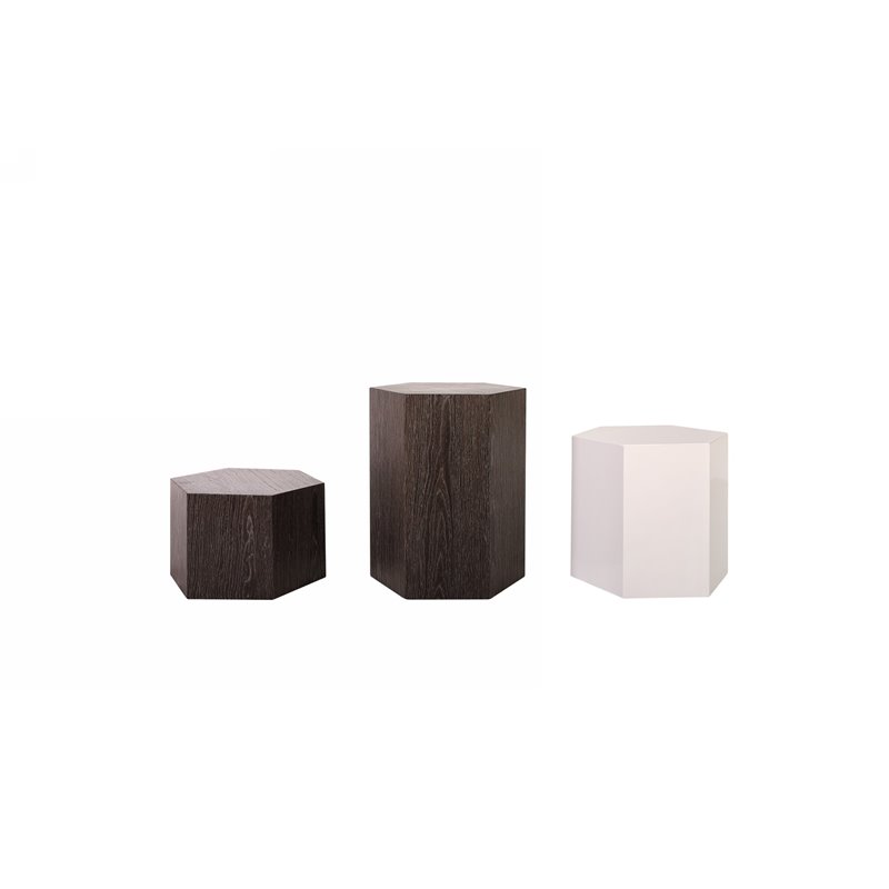 Limari Home Newmont Hexagonal Modern MDF Wood End Table in Dark Gray Finish