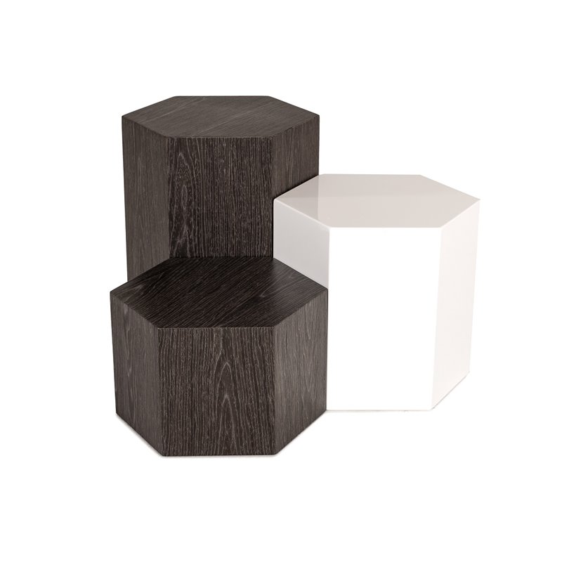 Limari Home Newmont Hexagonal Modern MDF Wood End Table in Dark Gray Finish