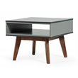 Limari Home Lillian Modern Solid Wood End Table in Light Gray/Walnut Finish
