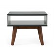 Limari Home Lillian Modern Solid Wood End Table in Light Gray/Walnut Finish
