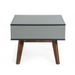 Limari Home Lillian Modern Solid Wood End Table in Light Gray/Walnut Finish