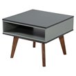 Limari Home Lillian Modern Solid Wood End Table in Light Gray/Walnut Finish