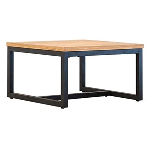 Limari Home Fagan Square Low Metal & Veneer End Table in Oak/Black Finish