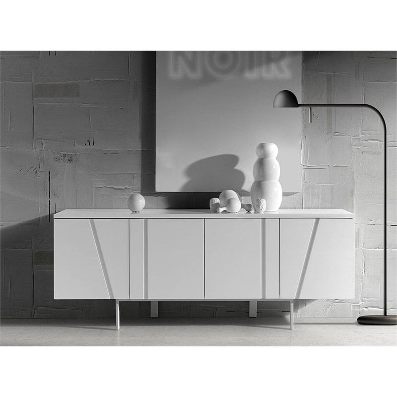 Limari Home Mario 4-Door Modern MDF Wood & Metal Buffet in White Finish