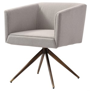 Limari Home Riaglow 18.1&quot Contemporary Fabric & Brass Dining Chair in Light Gray
