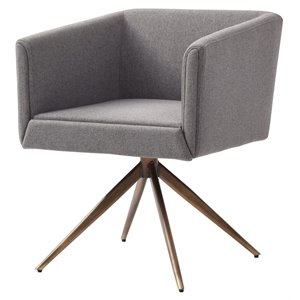 Limari Home Riaglow 18.1&quot Contemporary Fabric & Brass Dining Chair in Dark Gray