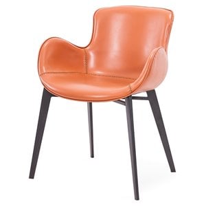 Limari Home Tayla 18.5&quot Modern Faux Leather & Metal Dining Chair in Orange/Brown