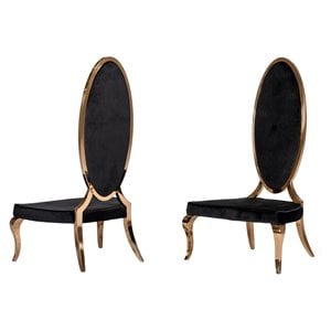 Limari Home Mills 18.2&quot Stainless Steel & Velvet Dining Chair in Black (2PCS)