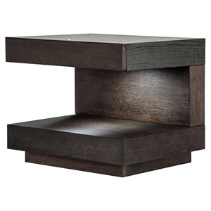 limari home esso squared c-shaped modern oak wood veneer nightstand in brown
