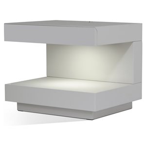 limari home esso c-shaped led light modern mdf wood nightstand in white gloss