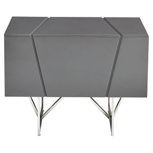 limari home chrysler single drawer wood & stainless steel nightstand in gray