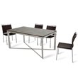 Limari Home Santiago Stainless Steel & Glass Dining Table in Gray/Clear