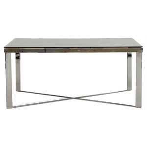 Limari Home Santiago Stainless Steel & Glass Dining Table in Gray/Clear