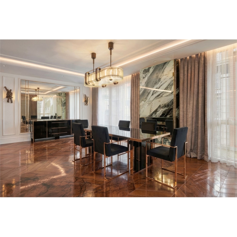 Limari Home Cartier Modern MDF Wood & Stainless Steel Dining Table in Black