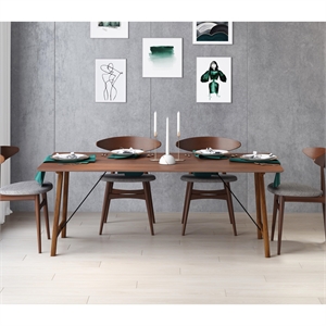 Limari Home Oritz Rectangular Mid-Century Wood Veneer Dining Table in Walnut