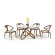 Limari Home Mason Round Modern Glass & Wood Dining Table in Clear/Walnut