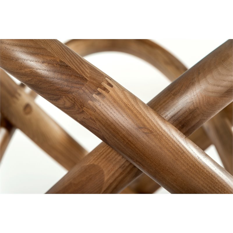 Limari Home Mason Round Modern Glass & Wood Dining Table in Clear/Walnut