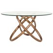 Limari Home Mason Round Modern Glass & Wood Dining Table in Clear/Walnut
