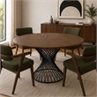 Limari Home Theresa Modern Wood & Metal Table with Pedestal leg in Walnut/Black