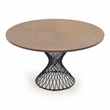 Limari Home Theresa Modern Wood & Metal Table with Pedestal leg in Walnut/Black