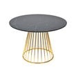 Limari Home Holly Round Modern Stainless Steel Dining Table in Black/Gold