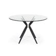 Limari Home Dallas Round  Stainless Steel & Glass Dining Table in Gray/Black